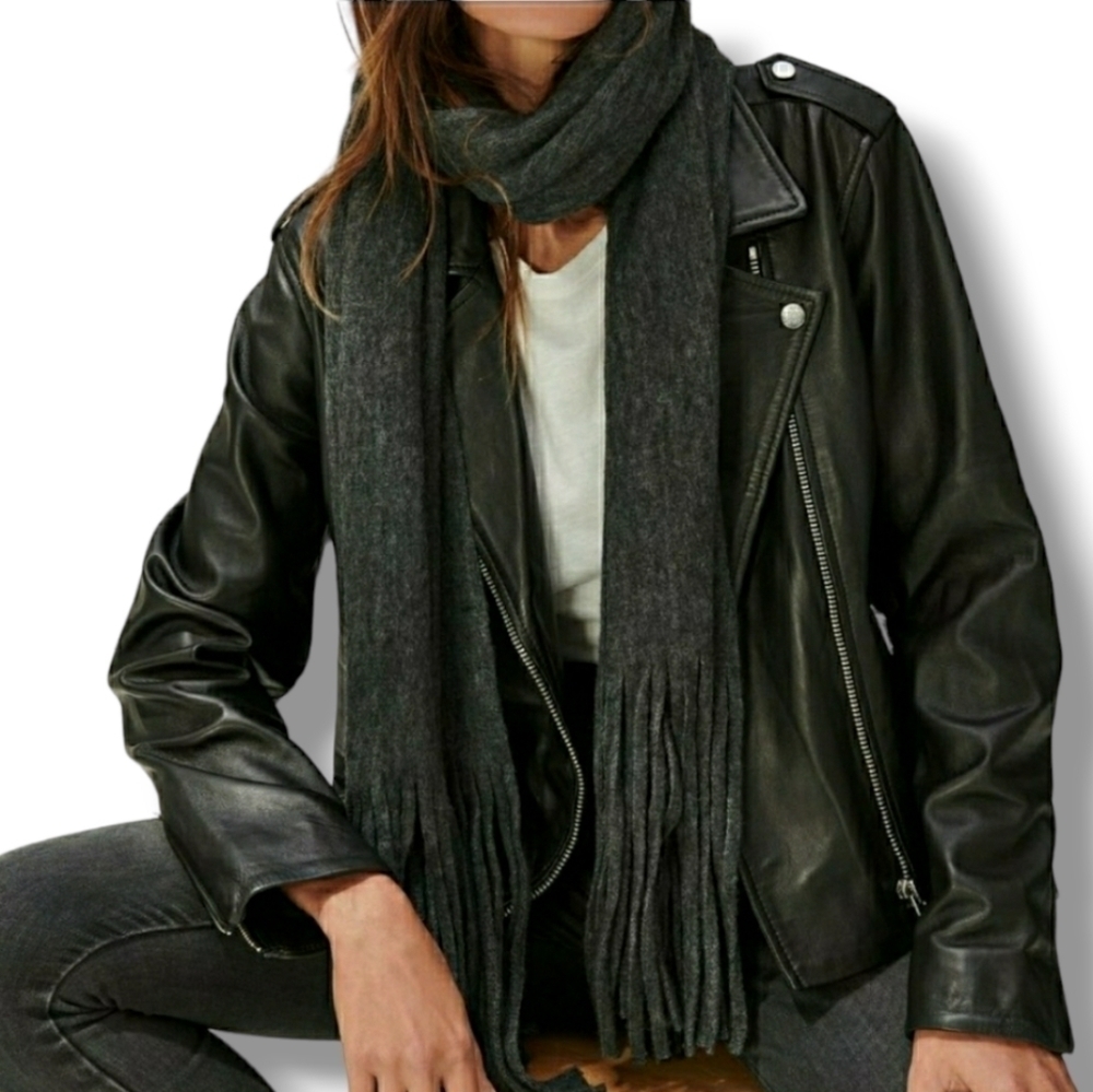 Lucky Brand Gray Fringed Scarf - OS
